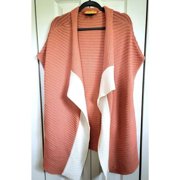 St. John L Open Front Slouchy Silk Blend Cardigan Heavy Knit Peach *Defect* - Picture 1 of 8